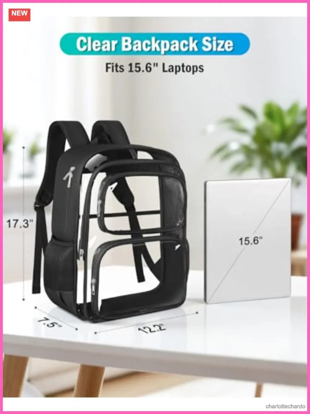 Clear Backpack Heavy Duty Transparent Bookbag with Thickened Straps for School